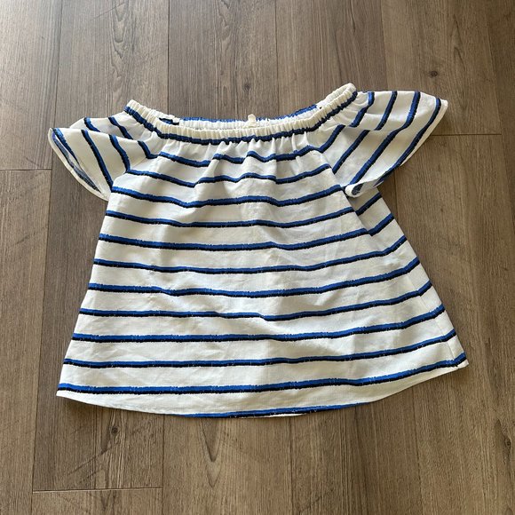 Adiva Tops - Off The Shoulder Top White Black Blue Adiv